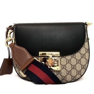 GUCCI Mono GG Supreme Medium Padlock Shoulder Bag